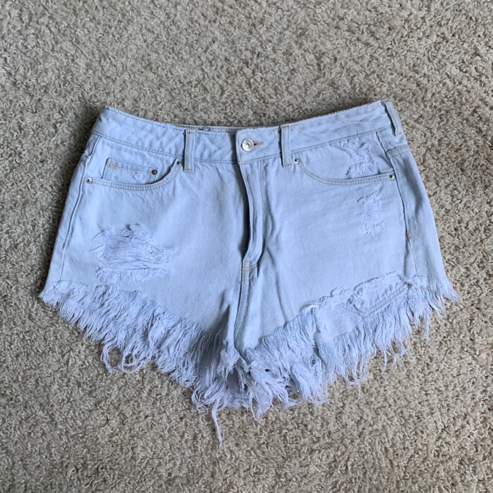 H&M Fringe jean shorts